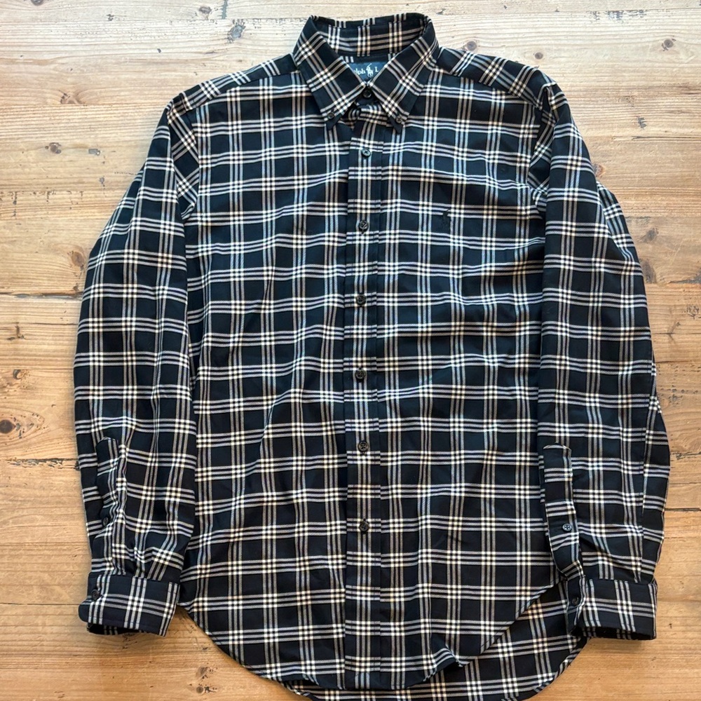 Men's Ralph Lauren Navy and White Plaid Shirt